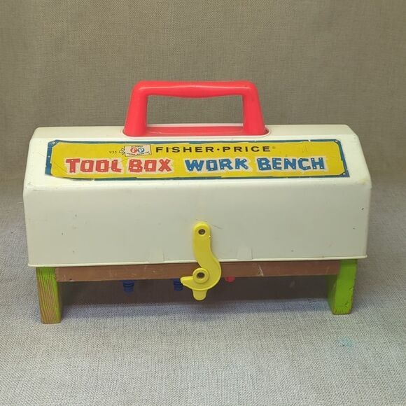 vintage Fisher-Price Tool Box Work Bench 935 with tools NICE! - Picture 1 of 7